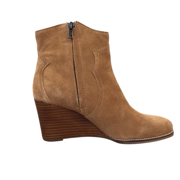 Andre Assous Sally Cognac Suede Wedge Ankle Bootie Size 8M - Picture 5 of 10